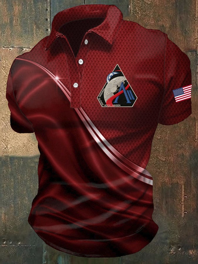 Camisa polo estampado de manga corta para hombre