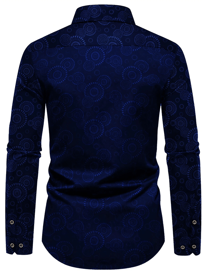 Camisa retro ejecutivo Design estampado casual para hombre