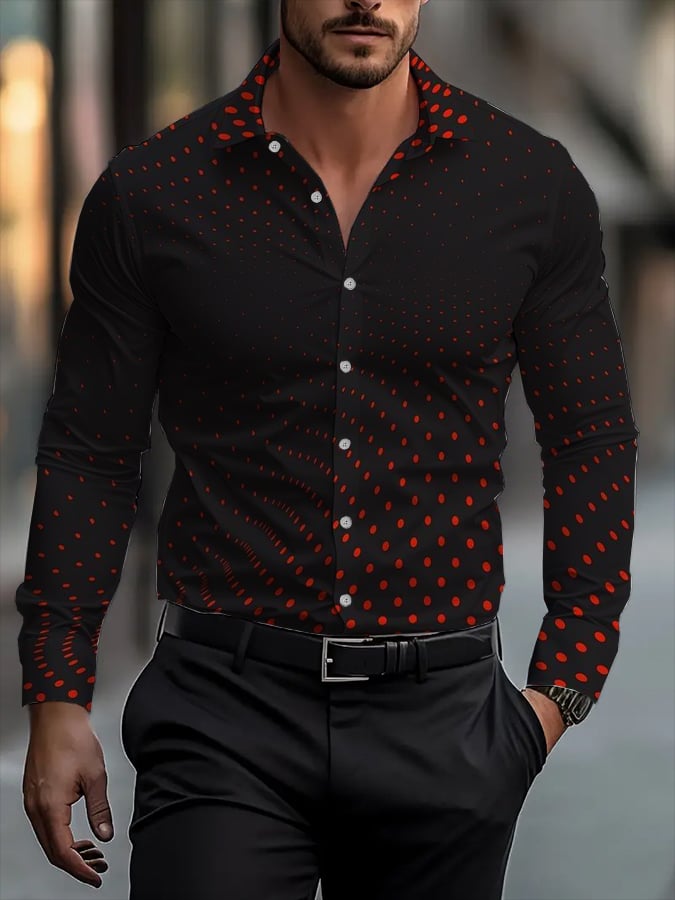 Camisa Street Style ejecutivo casual estampado de manga larga para hombre