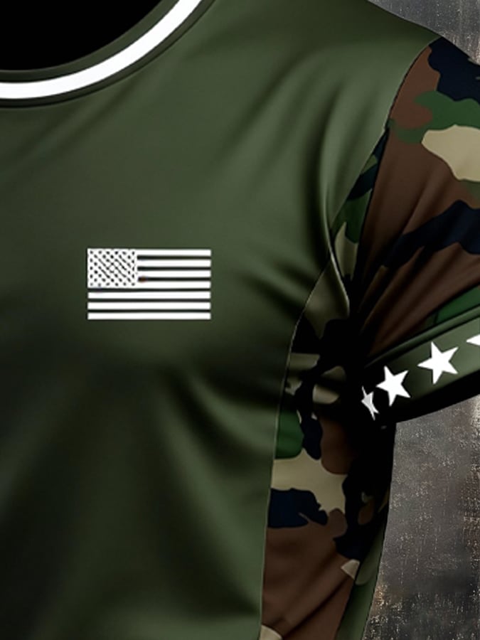 Camiseta retro Patriot camuflaje Patchpara trabajo para hombre