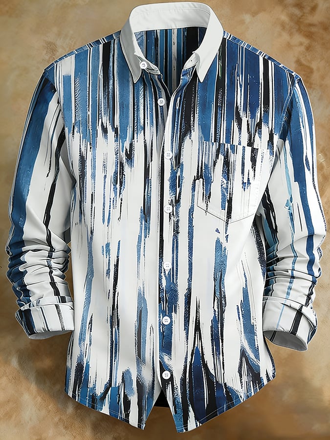 Camisa retro Abstract Art estampado Comfortable ejecutivo Style para hombre