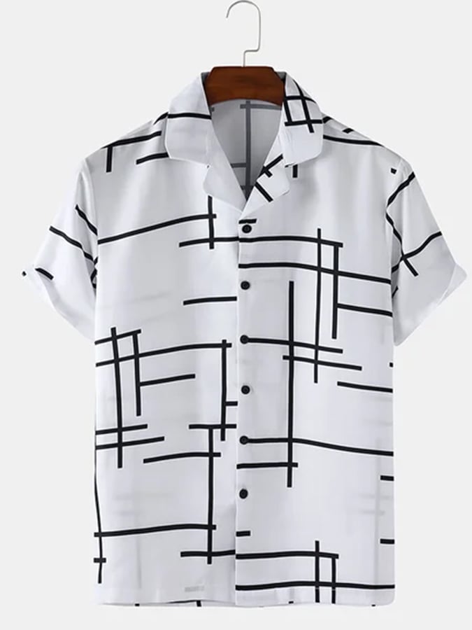 Camisa a rayas Lapel de manga corta