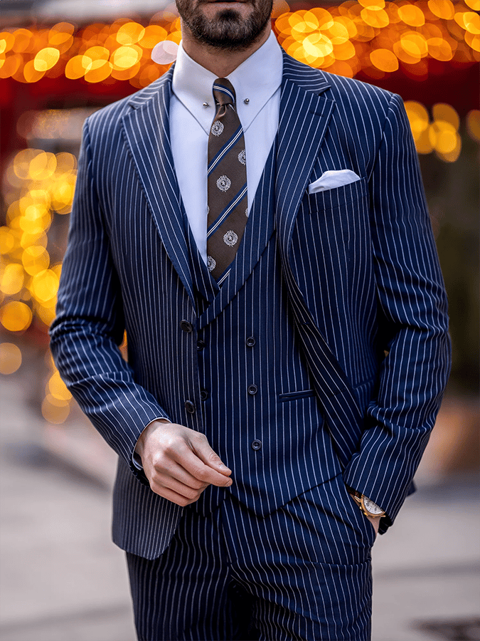 Chaqueta retro Single Breasted a rayas Gentleman ejecutivo Suit para hombre