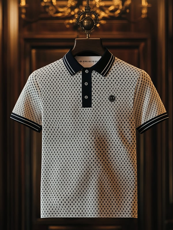 Camisa polo ejecutivo casual estampado Button de manga corta para hombre
