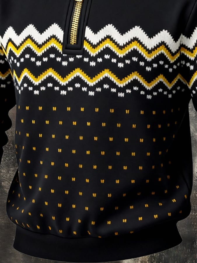 Sudadera retro en bloques de color estampado cierre para hombre