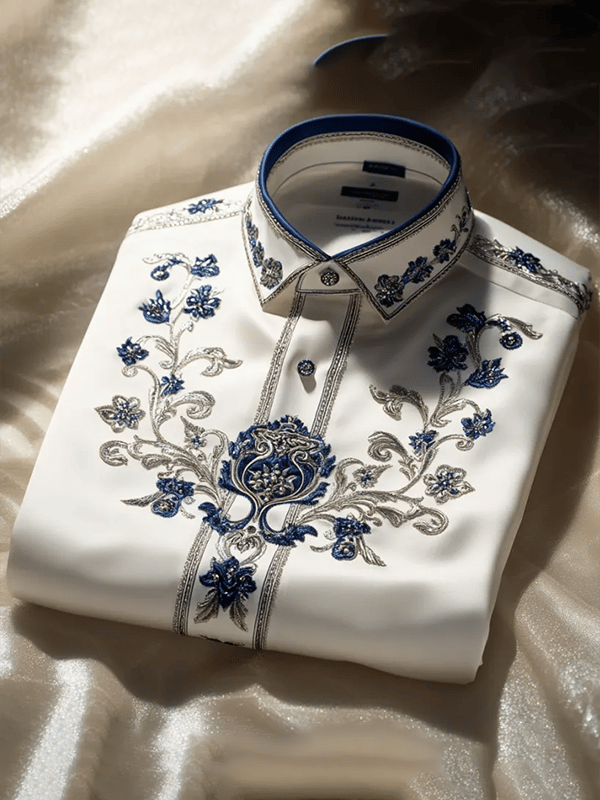 Camisa satén Luxe de manga larga con botones para hombre