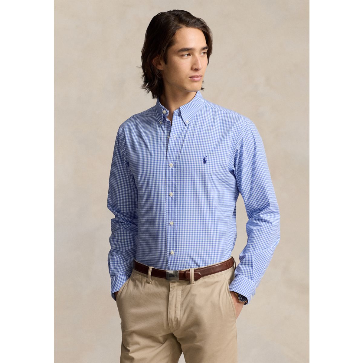 Slim Fit Checked Stretch Poplin Shirt - 1