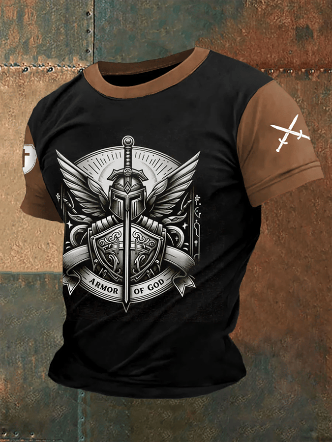 Armor Of God estampado casual Tee para hombre