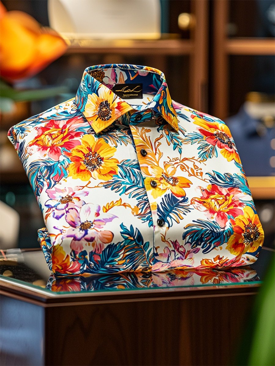 Camisa satén Luxe de manga larga con botones para hombre