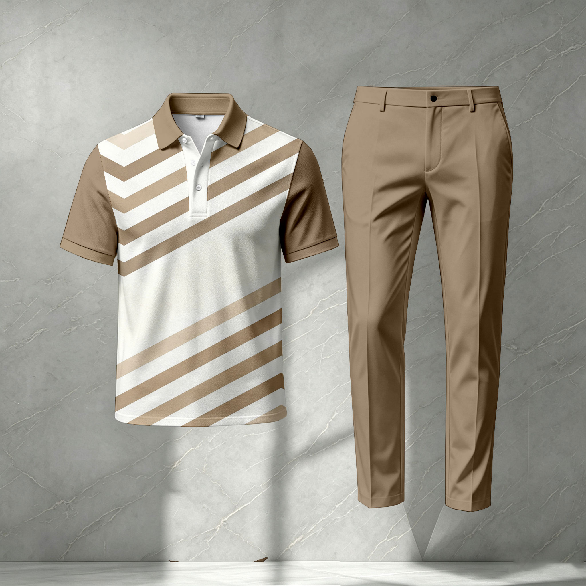 para hombre Color-Blocked de manga corta camisa polo and pantalón Set