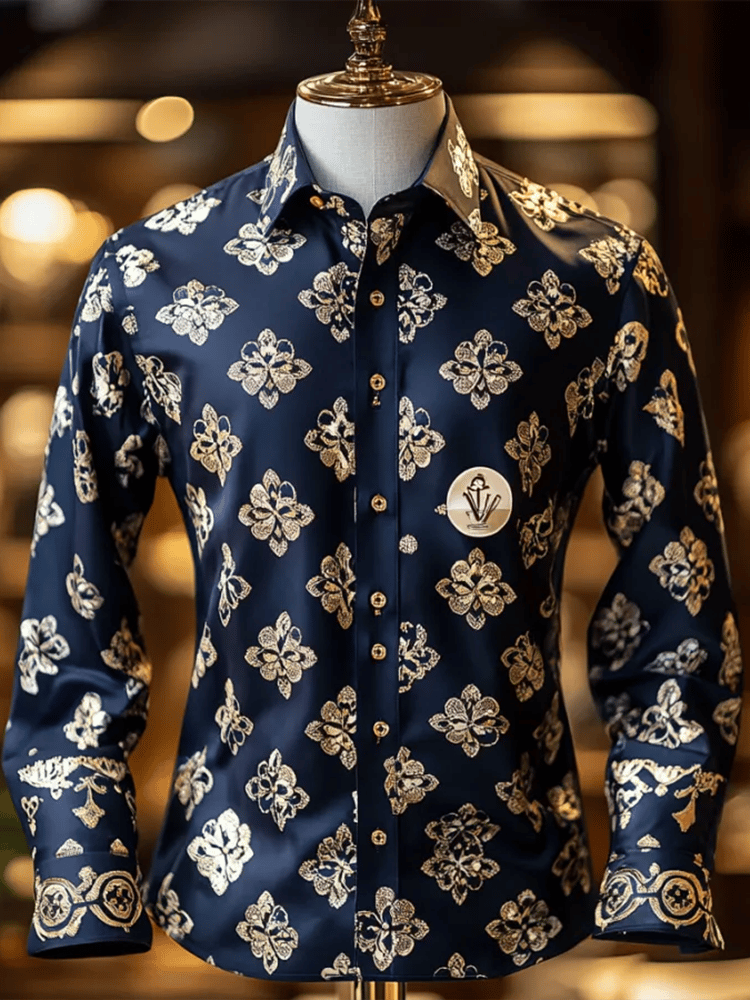 Camisa satén Luxe de manga larga con botones para hombre
