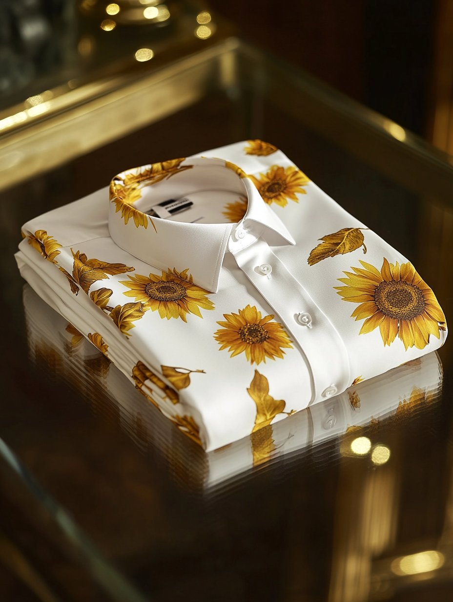 Camisa ejecutivo casual floral solapa de manga corta para hombre