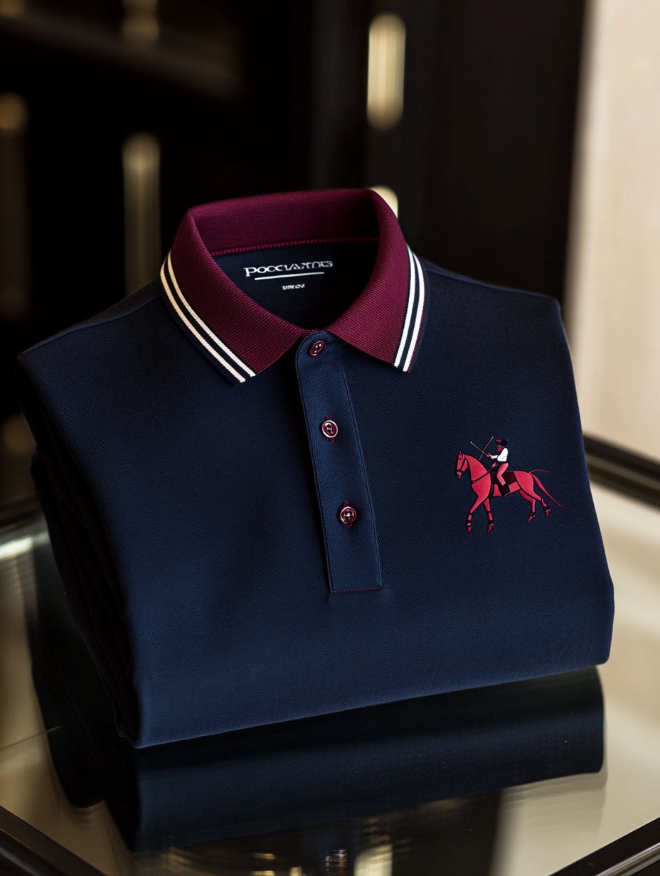 Camisa polo retro ejecutivo Logo estampado de manga larga para hombre