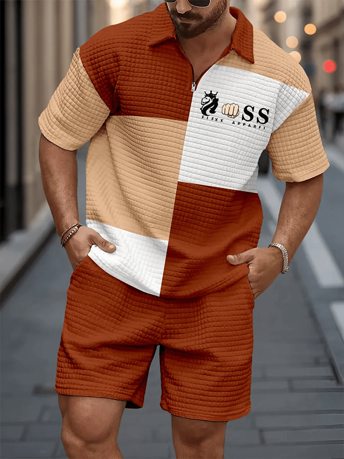 Vintage Letter Design estampado Waffle Set para hombre
