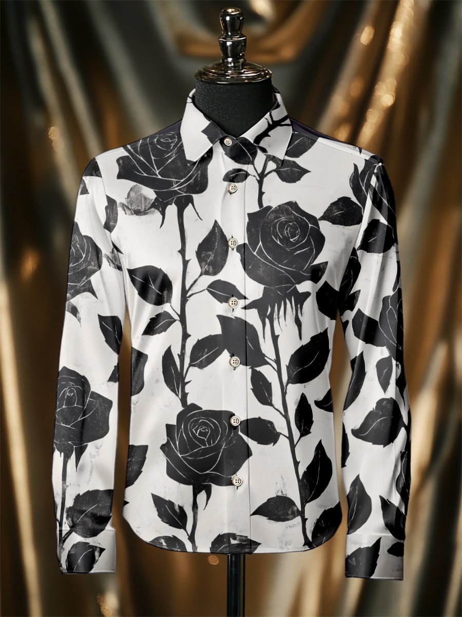 Camisa seda Rose de lujo ejecutivo de manga larga para hombre