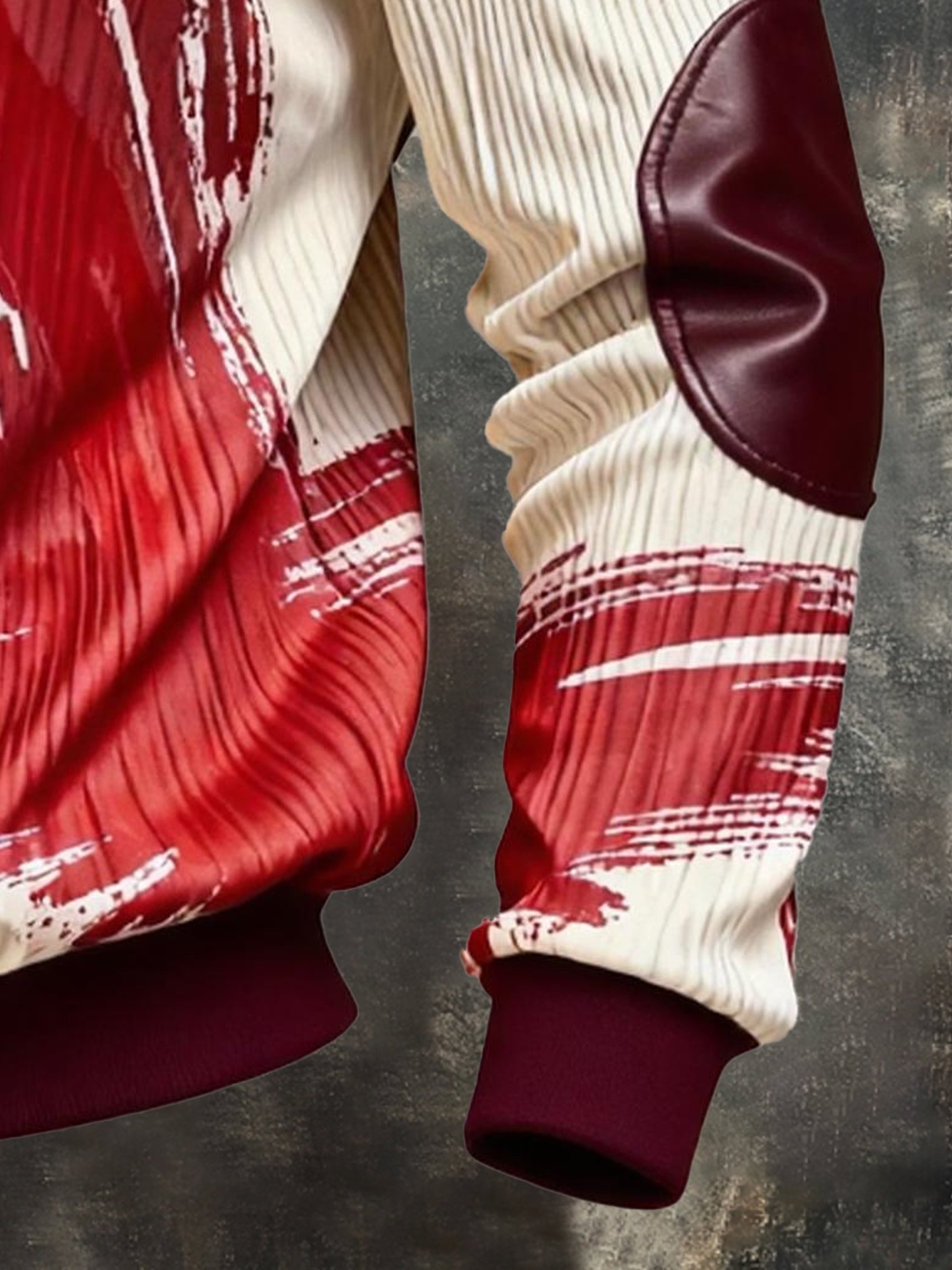 Sudadera vintage Color-Block estampado con cierre con gorrasucha para hombre
