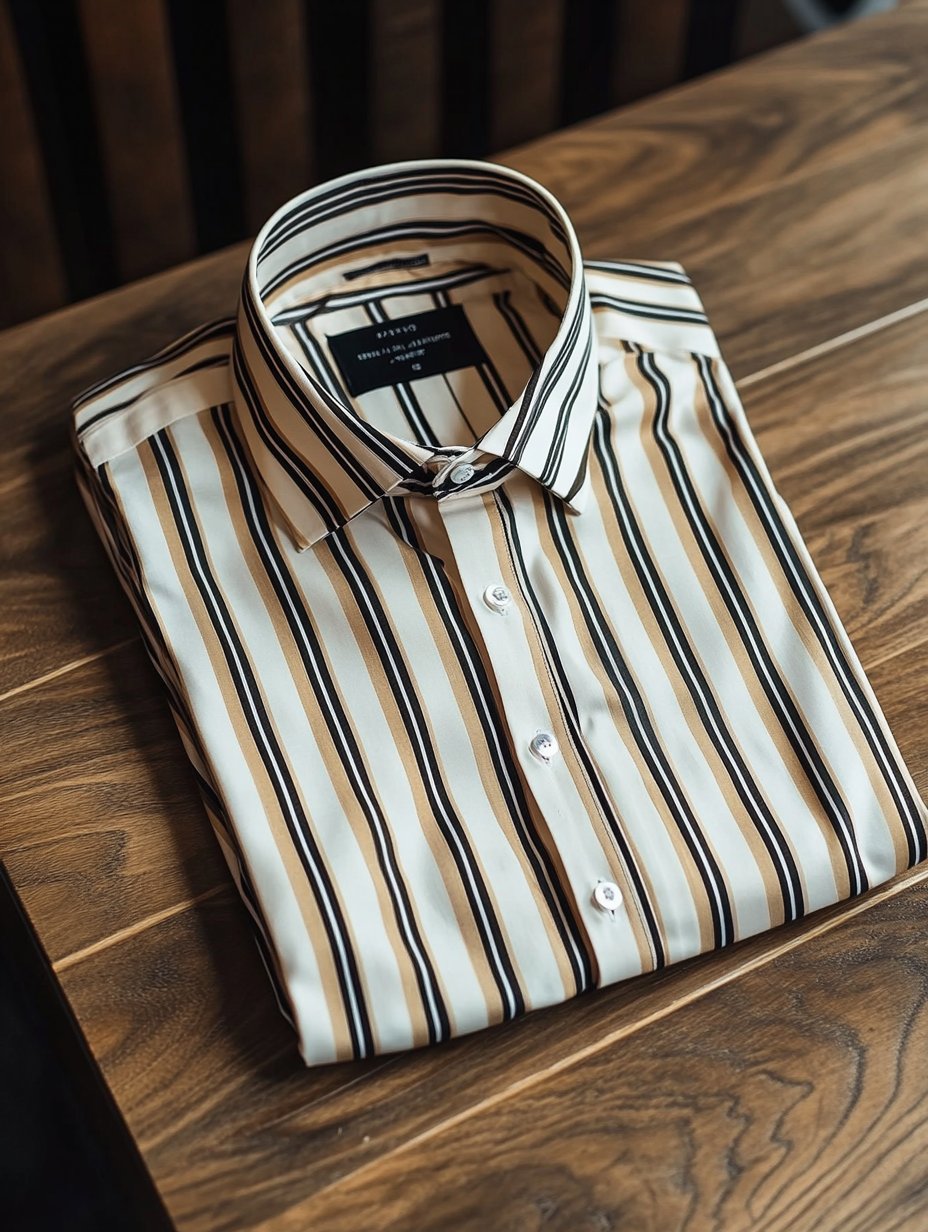 Camisa a rayas Luxe de manga larga para hombre