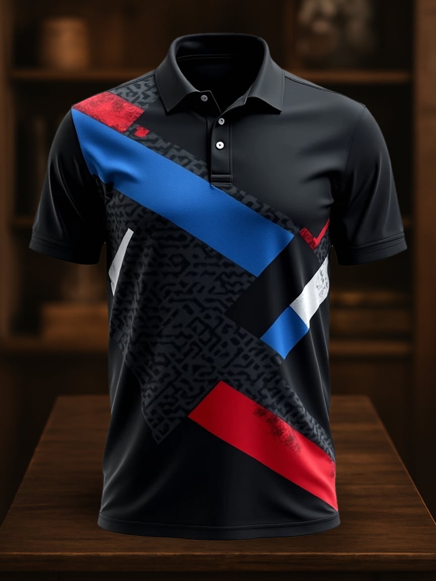 Camisa polo ejecutivo casual Artistic Button de manga corta para hombre