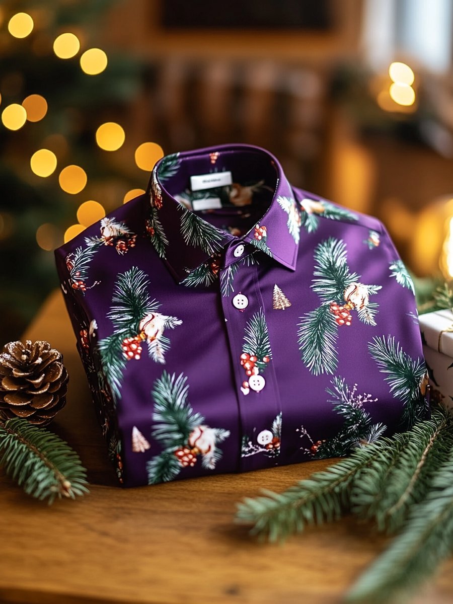 Camisa ejecutivo Christmas de manga larga para hombre