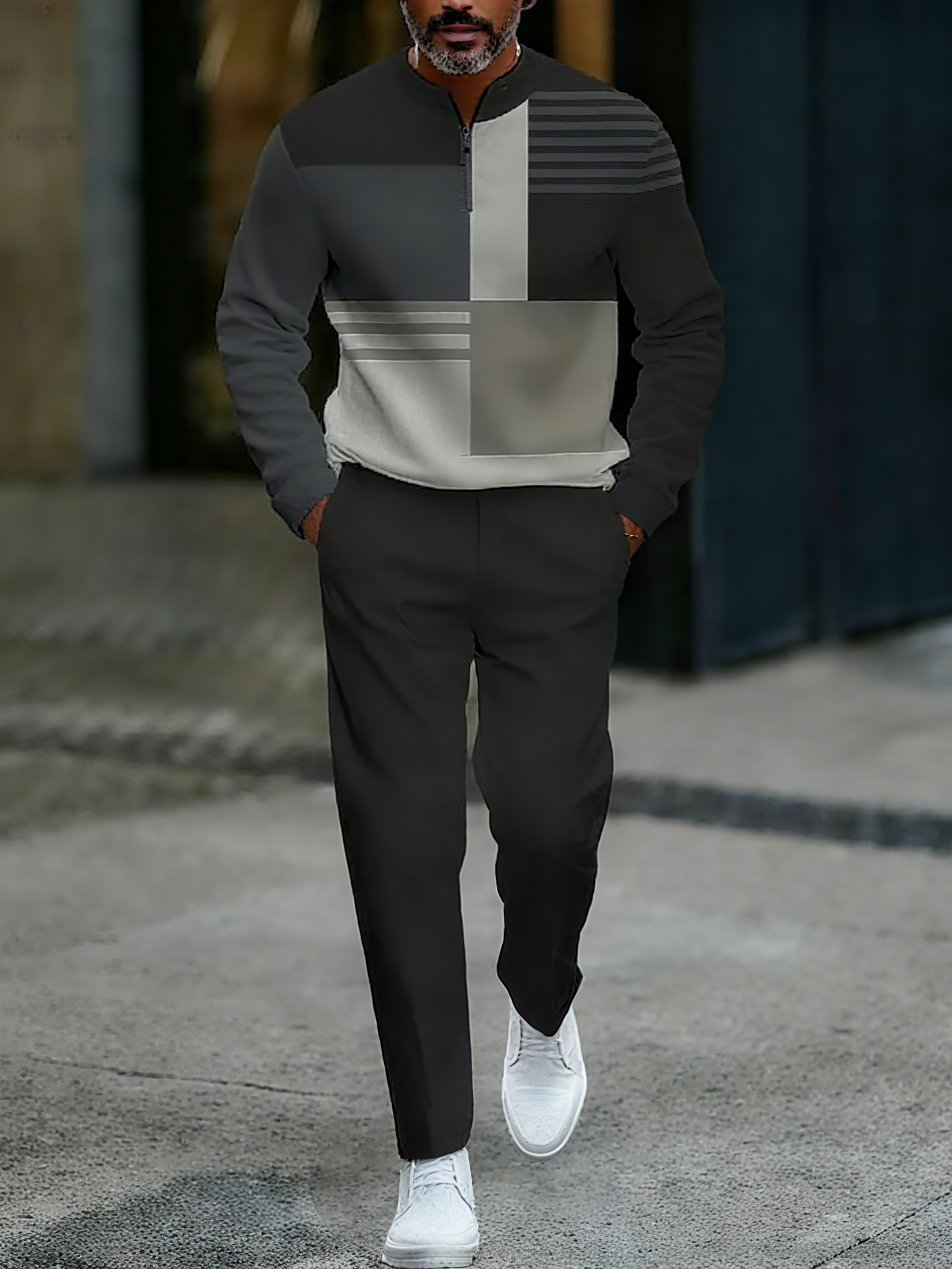 Pantalón Zipper de manga larga Long Two-Piece Set