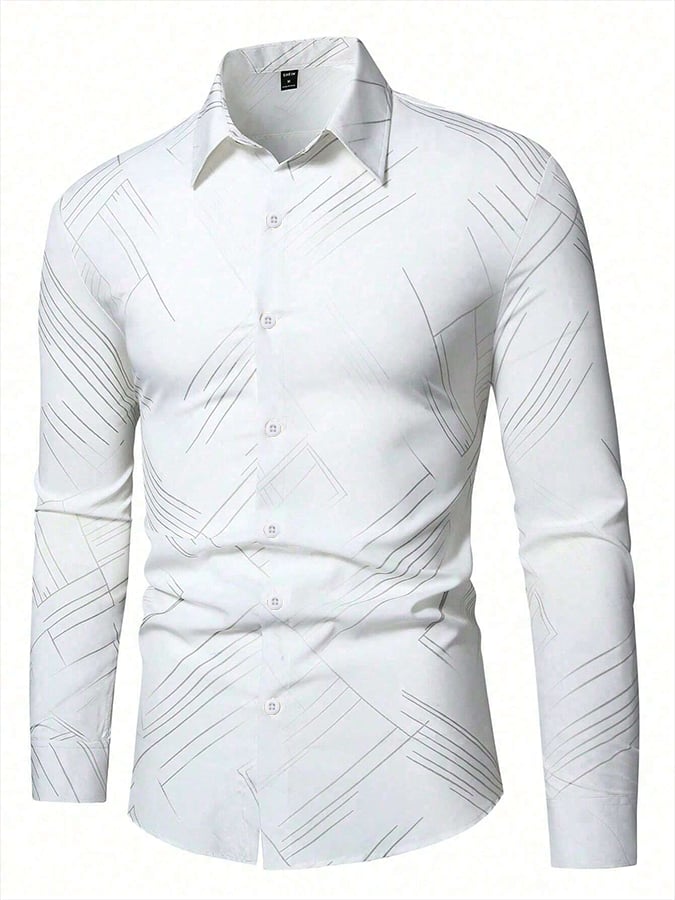 Camisa geométrico rayas Design ejecutivo casual para hombre