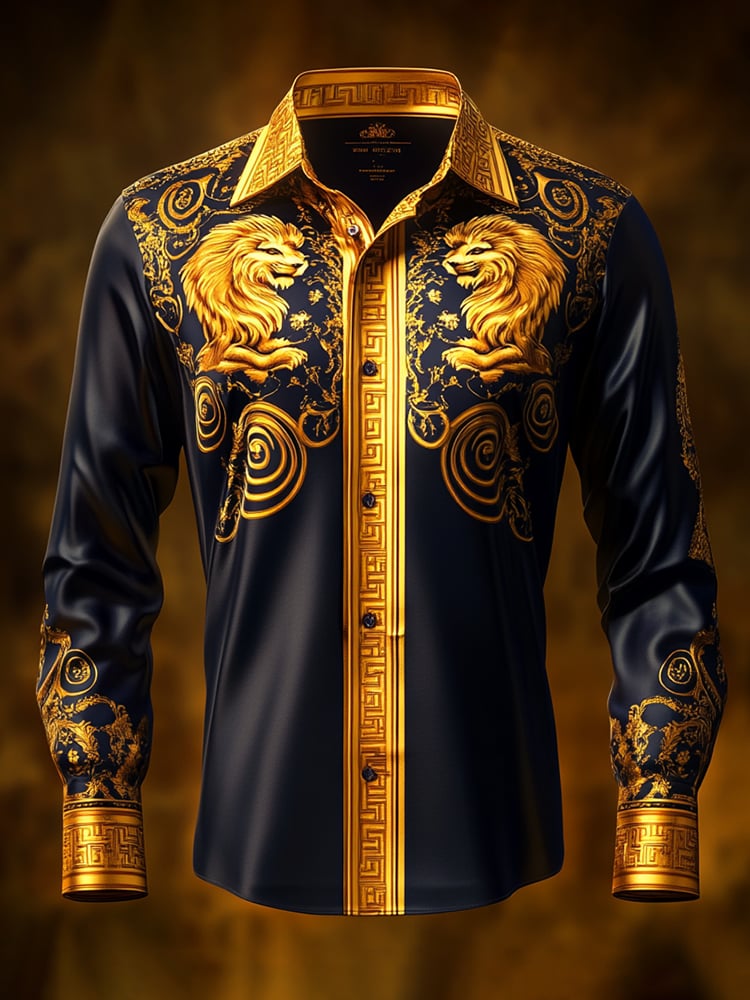 Camisa satén Luxe de manga larga con botones para hombre