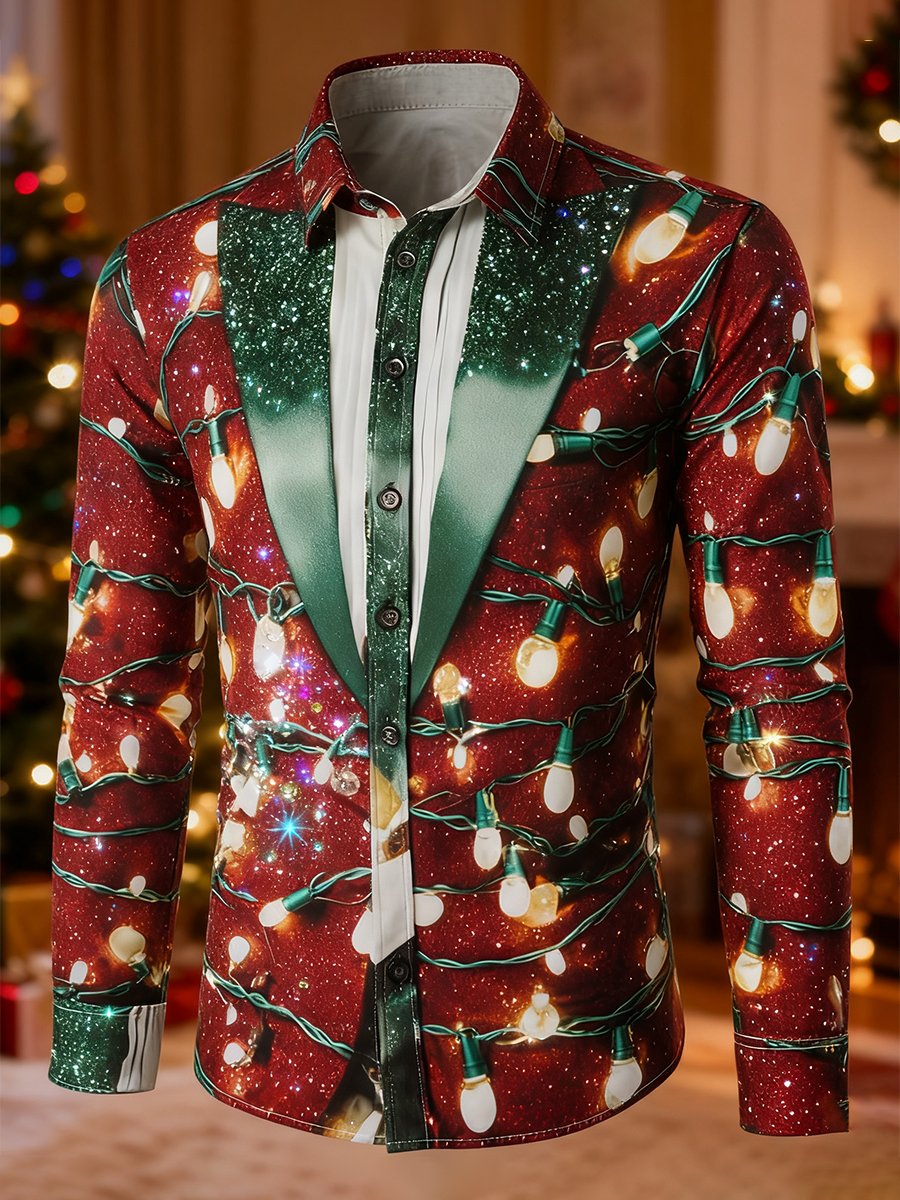 Camisa Christmas Art de manga larga para hombre
