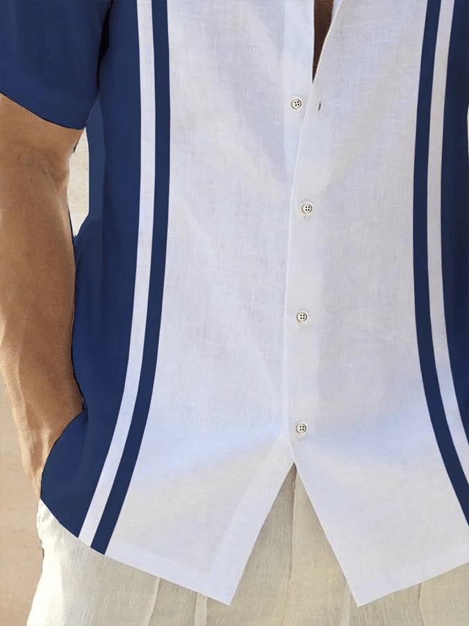 Camisa retro Contrast estampado casual para hombre