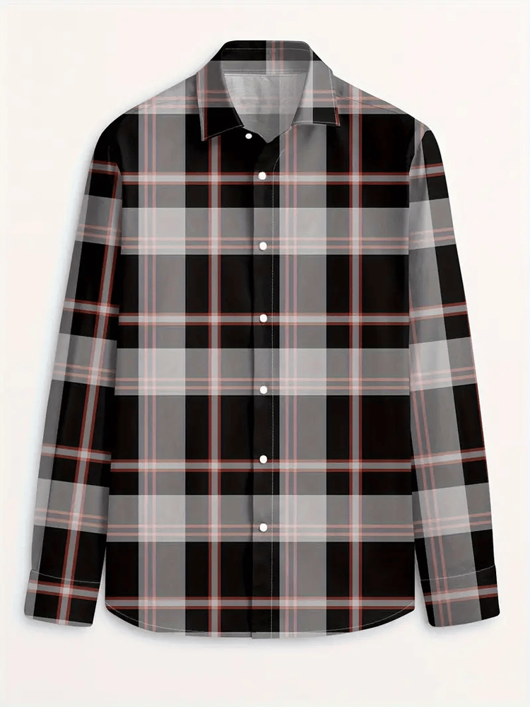 Camisa a cuadros ejecutivo de manga larga para hombre