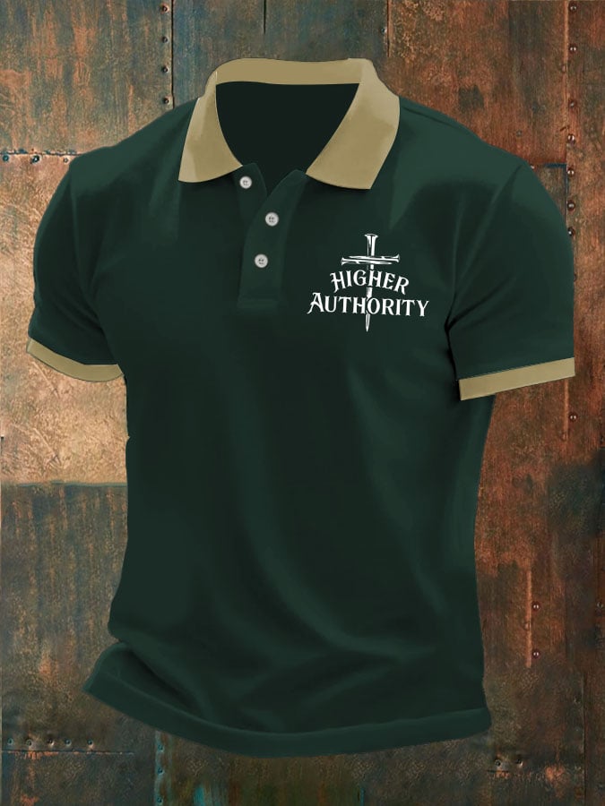 Camisa polo Higher Authority Cross Nails estampado casual para hombre