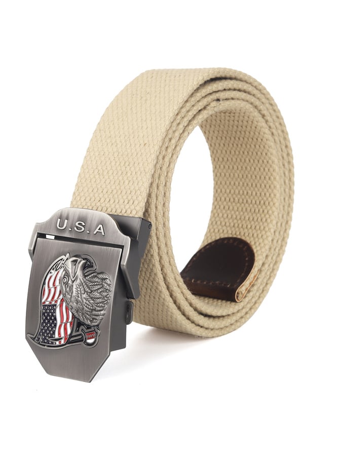Cinturón para exterior training automatic buckle nylon canvas braided para hombre