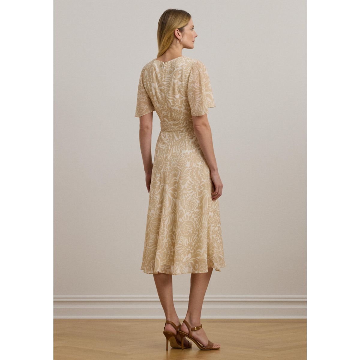 Floral Belted Crinkle Georgette Dress - 2