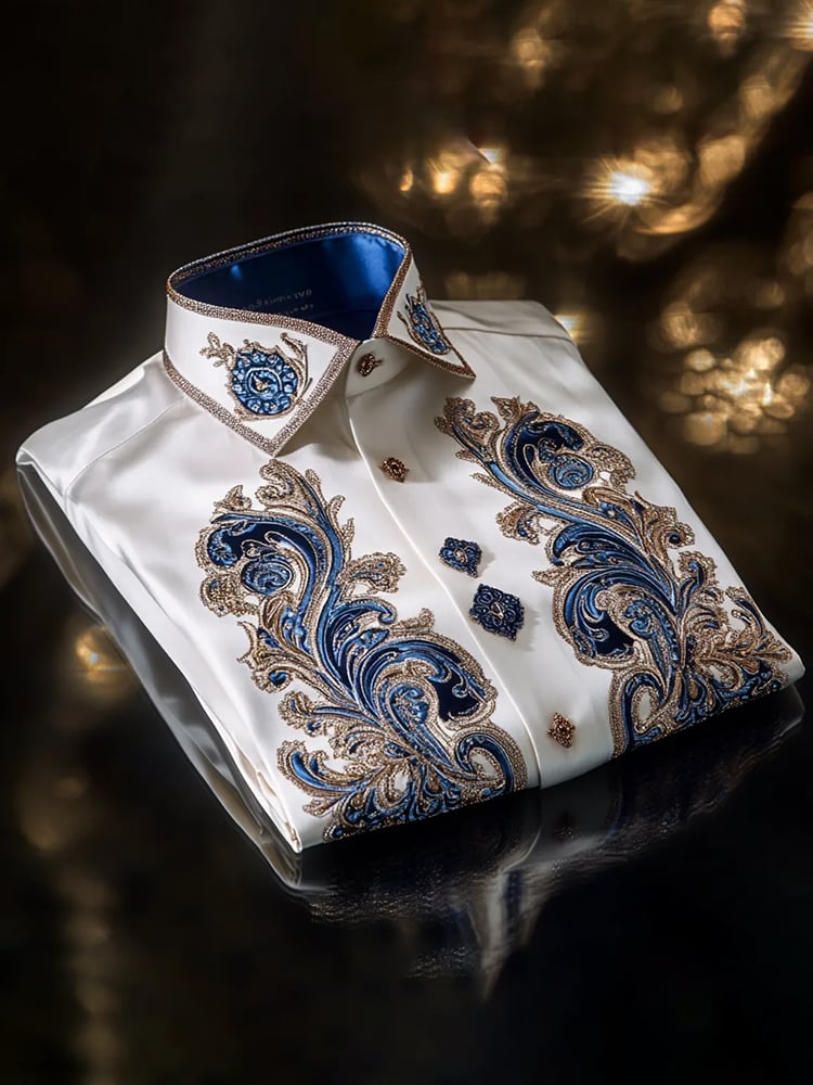 Camisa satén Luxe de manga larga con botones para hombre