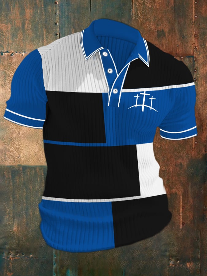 Casual Contrast Color Faith tejidoted jacquard Polo para hombre