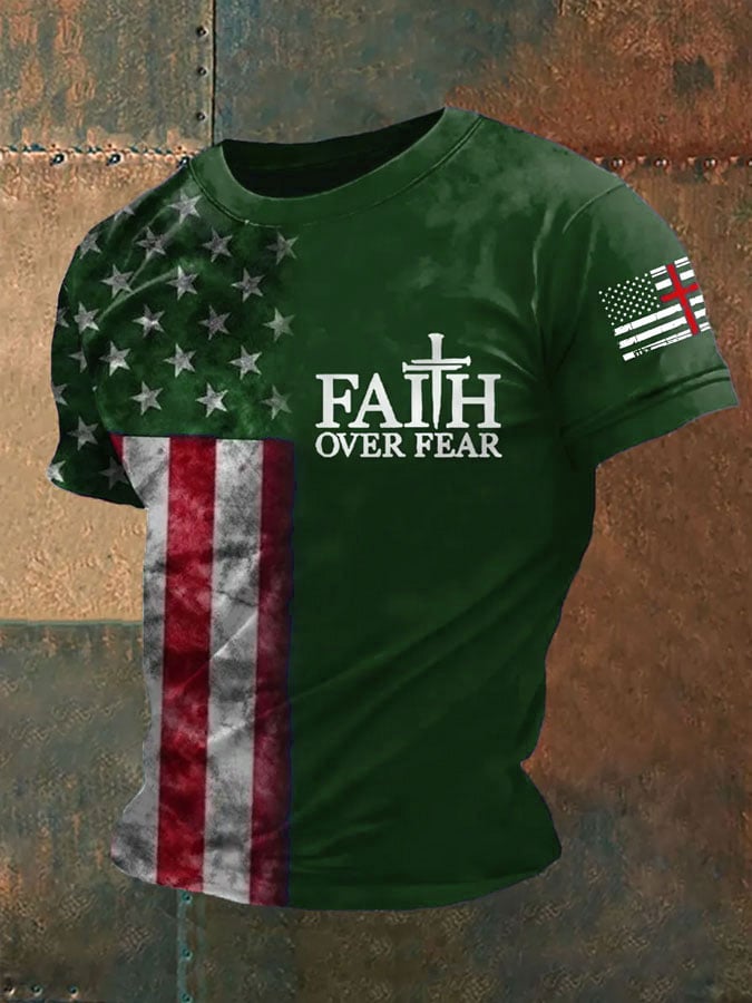 Camiseta vintage Flag Faith estampado para hombre