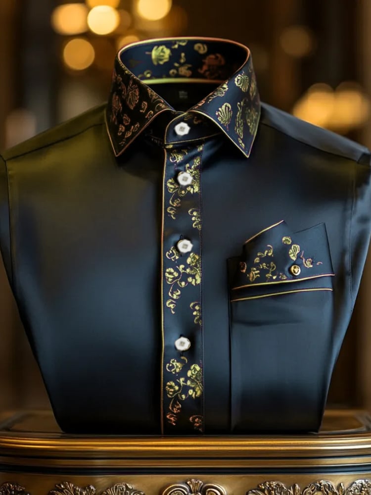 Camisa seda ejecutivo de lujo de manga larga para hombre