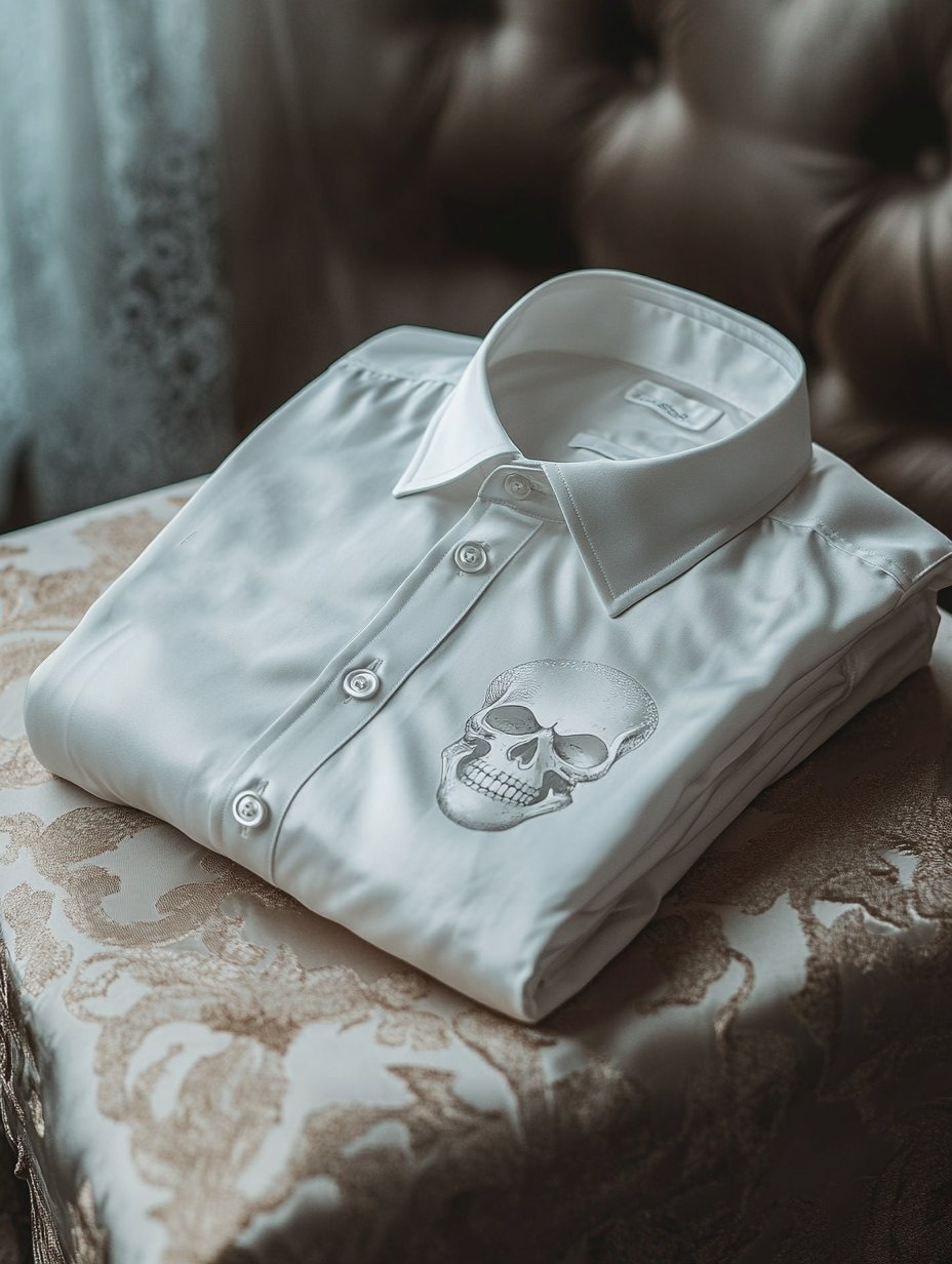 Camisa ejecutivo casual skull solapa de manga corta para hombre