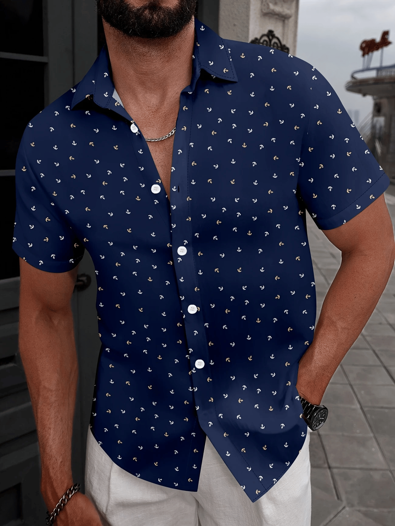 Camisa ejecutivo casual Button de manga corta para hombre