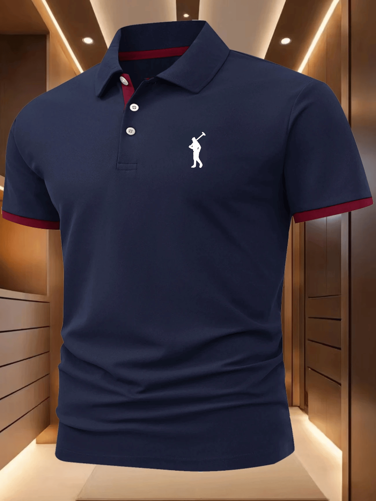 Camisa polo ejecutivo Logo con botones de manga corta para hombre