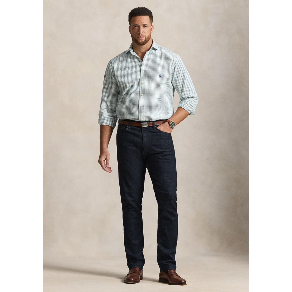 Big & Tall Tattersall Oxford Shirt - 5