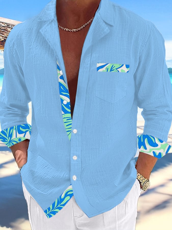 Camisa Cuban Collar Hawaiian estampado de modaable Resort casual (With Pockets) para hombre