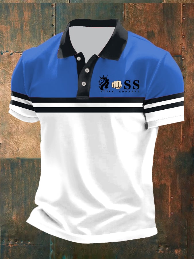 Casual retro ejecutivo Contrast Color Polo para hombre