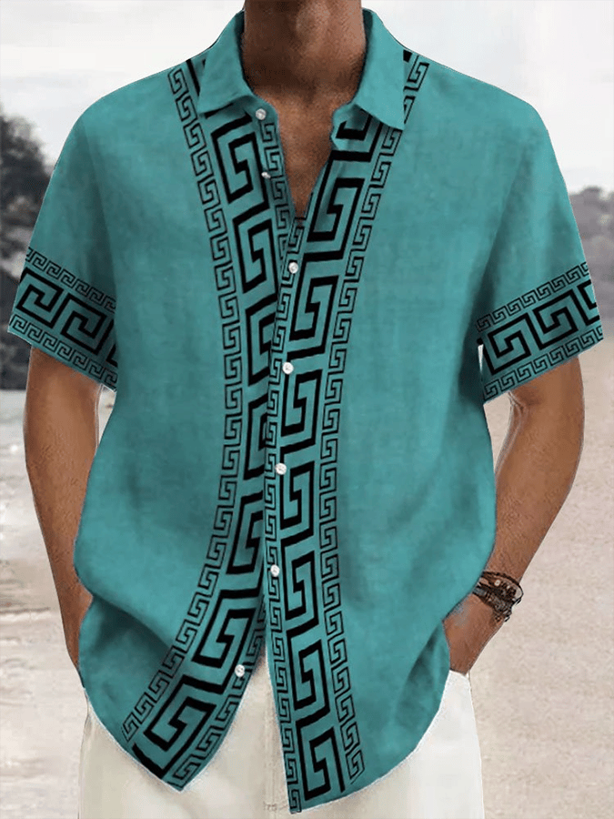 Camisa vintage Textured estampado casual para hombre