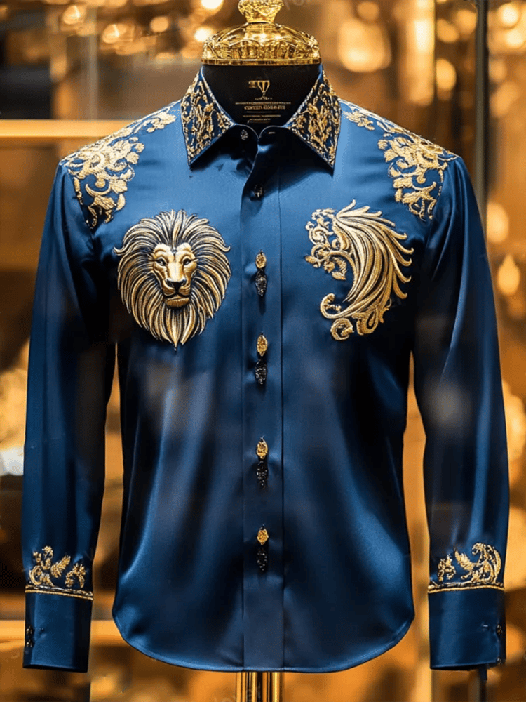 Camisa satén Luxe de manga larga con botones para hombre