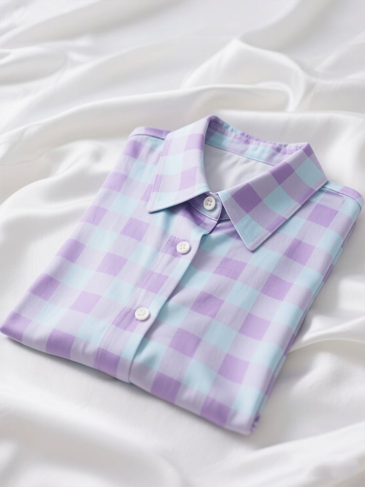 Camisa ejecutivo casual a cuadros solapa de manga corta para hombre