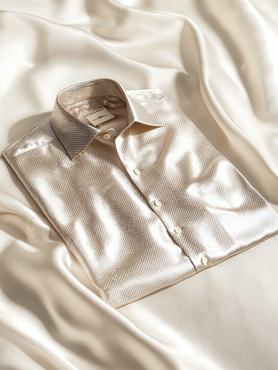Camisa ejecutivo satén de lujo estampado casual de manga corta Button para hombre