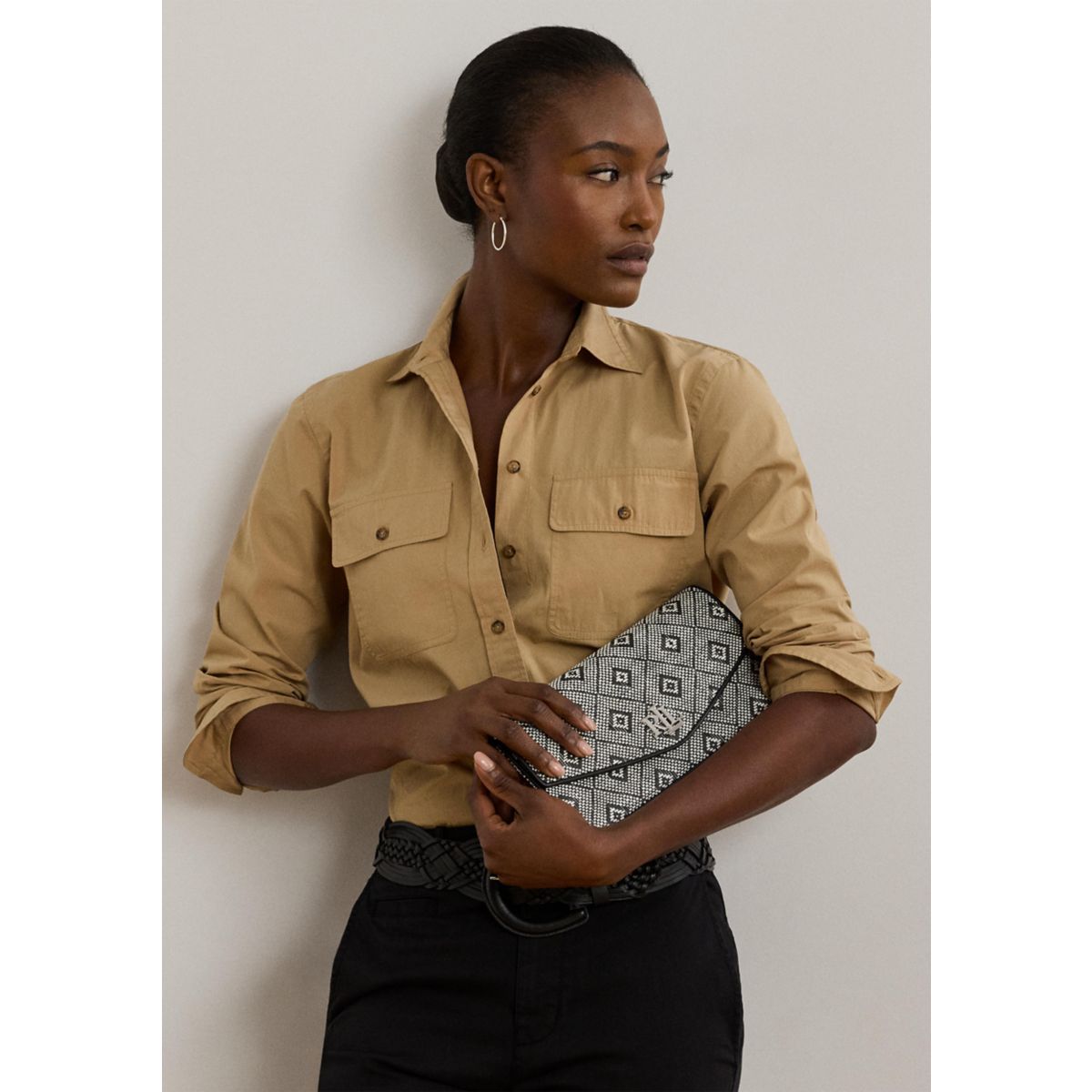 Geo-Motif Woven Straw Medium Sawyer Bag - 2