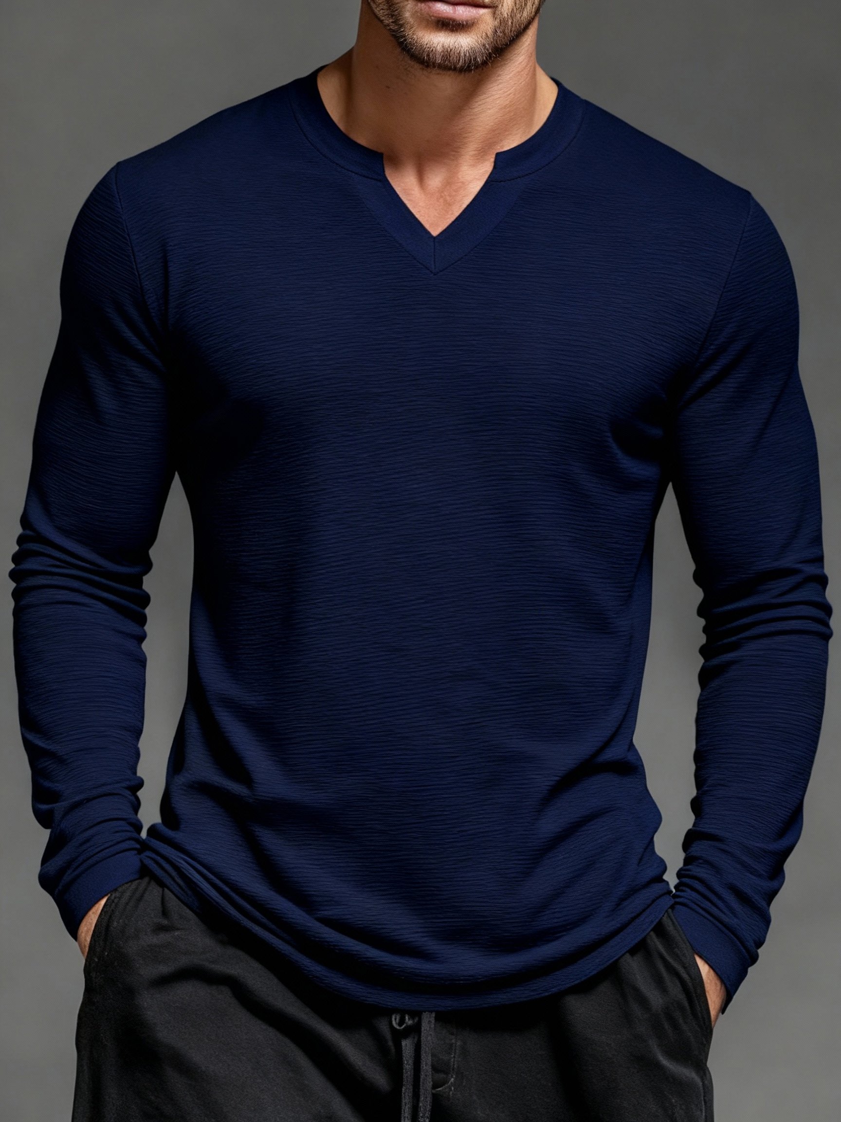 Camiseta Basic clásico de manga larga para hombre