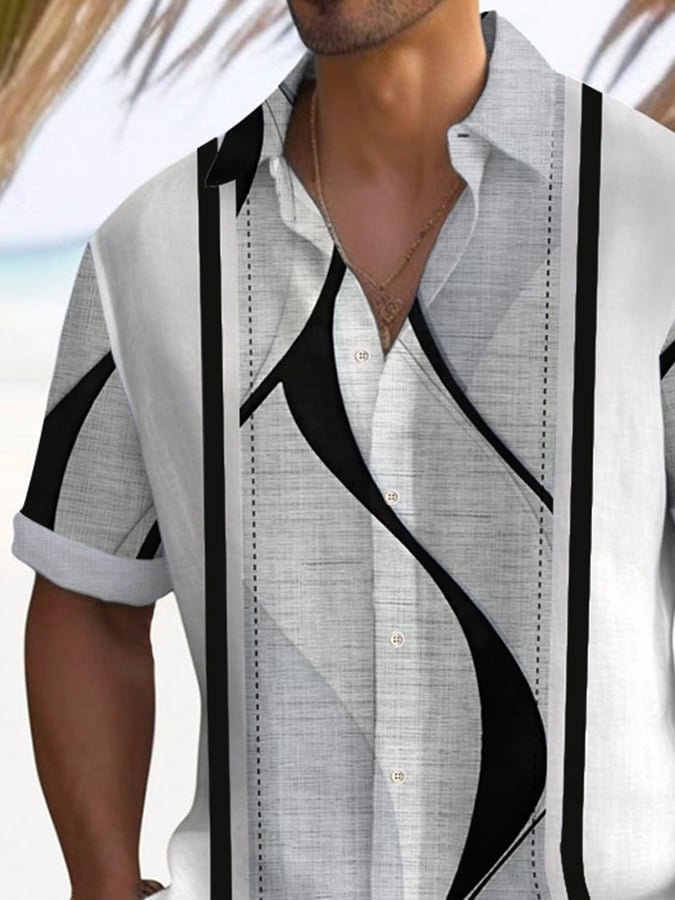 Camisa Trendy estampado Lapel de manga corta
