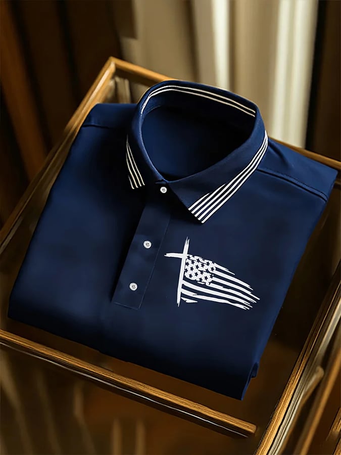Camisa polo Cross Flag estampado para hombre